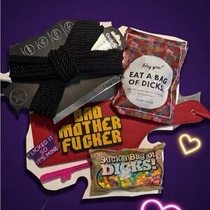 Fun Party Favor Set with Black Rope and Red Paddle